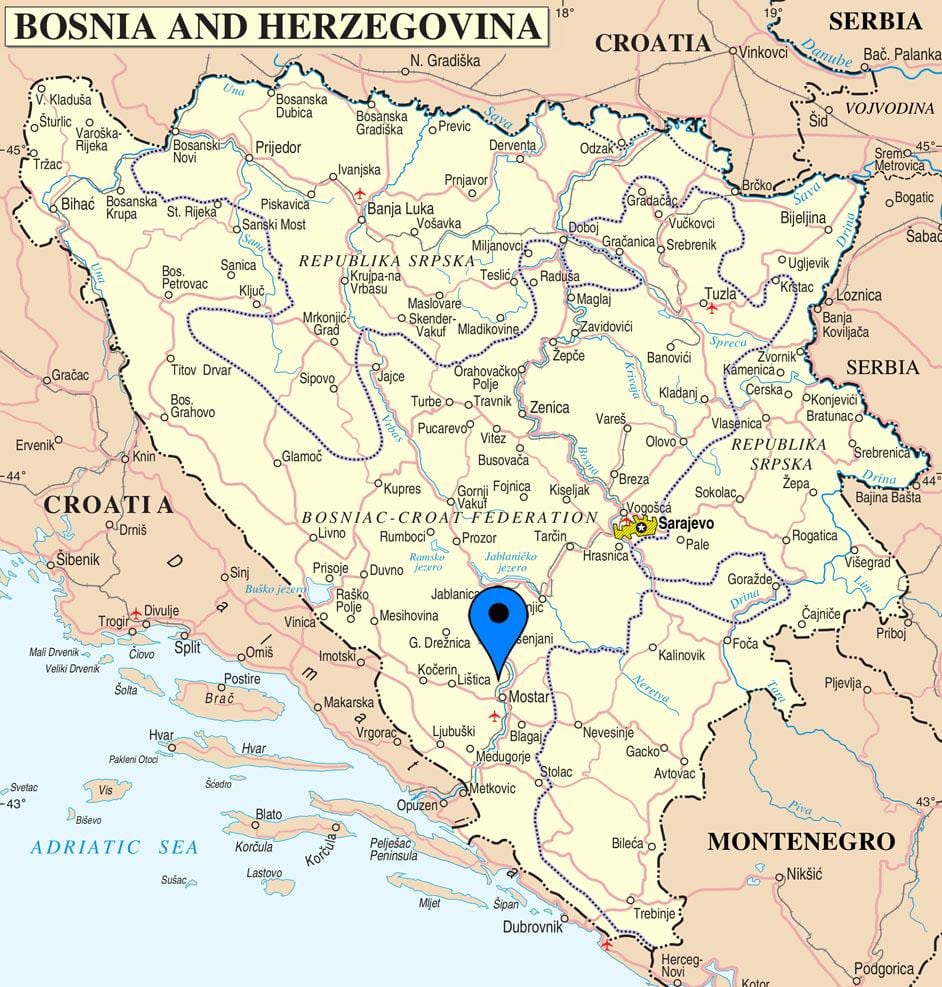 نقشہ کے mostar بوسنیا ہرزیگوینا