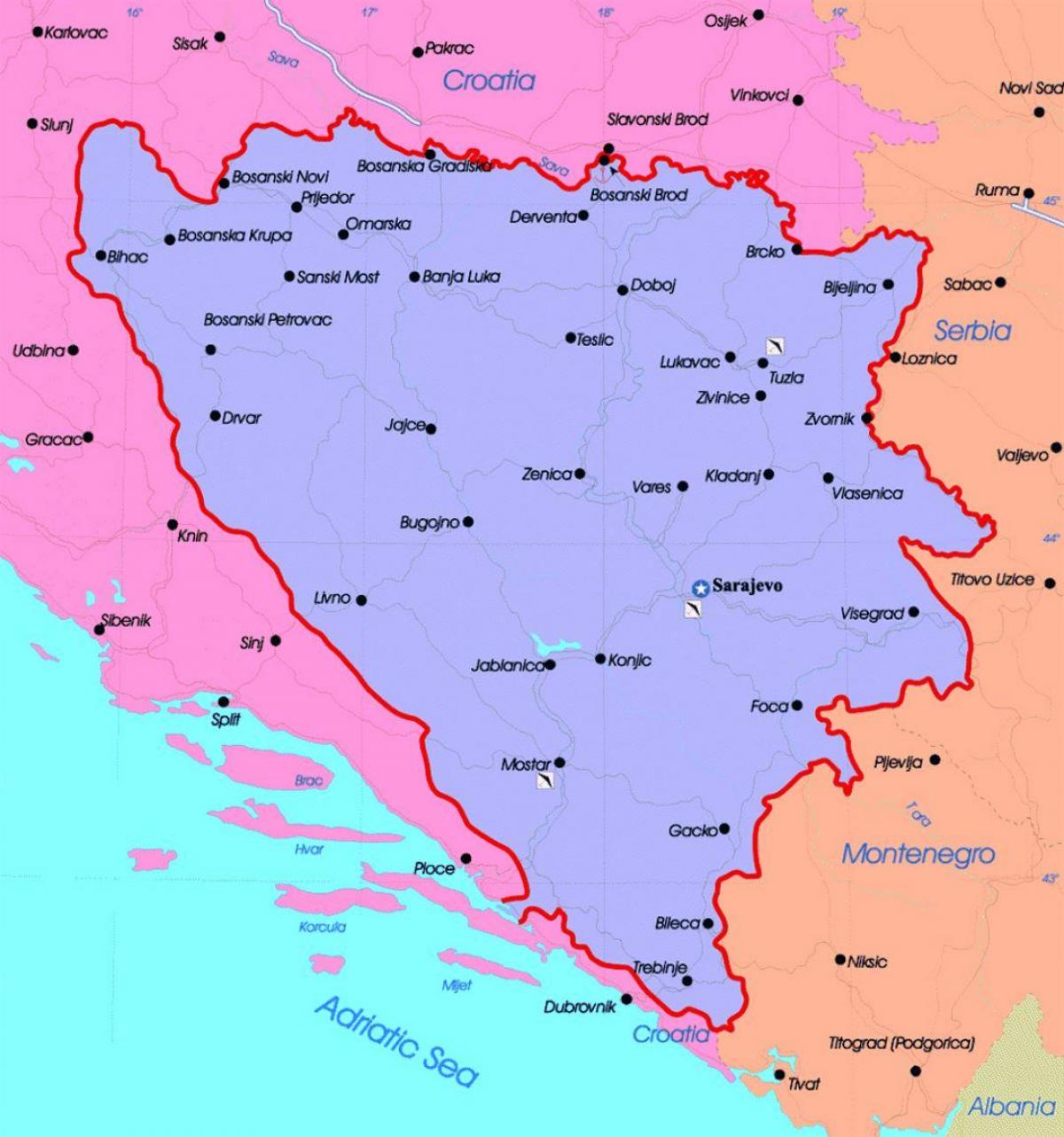 بوسنیا اور ہرزیگوینا سیاسی نقشہ
