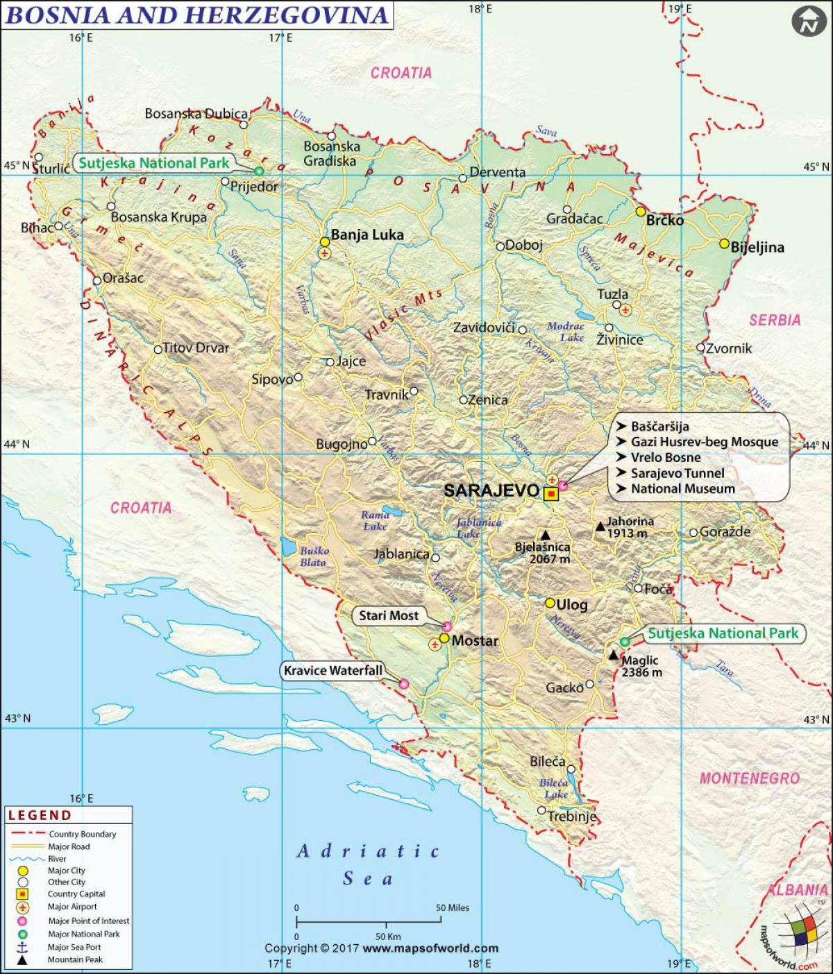 کا نقشہ بوسنیا ملک