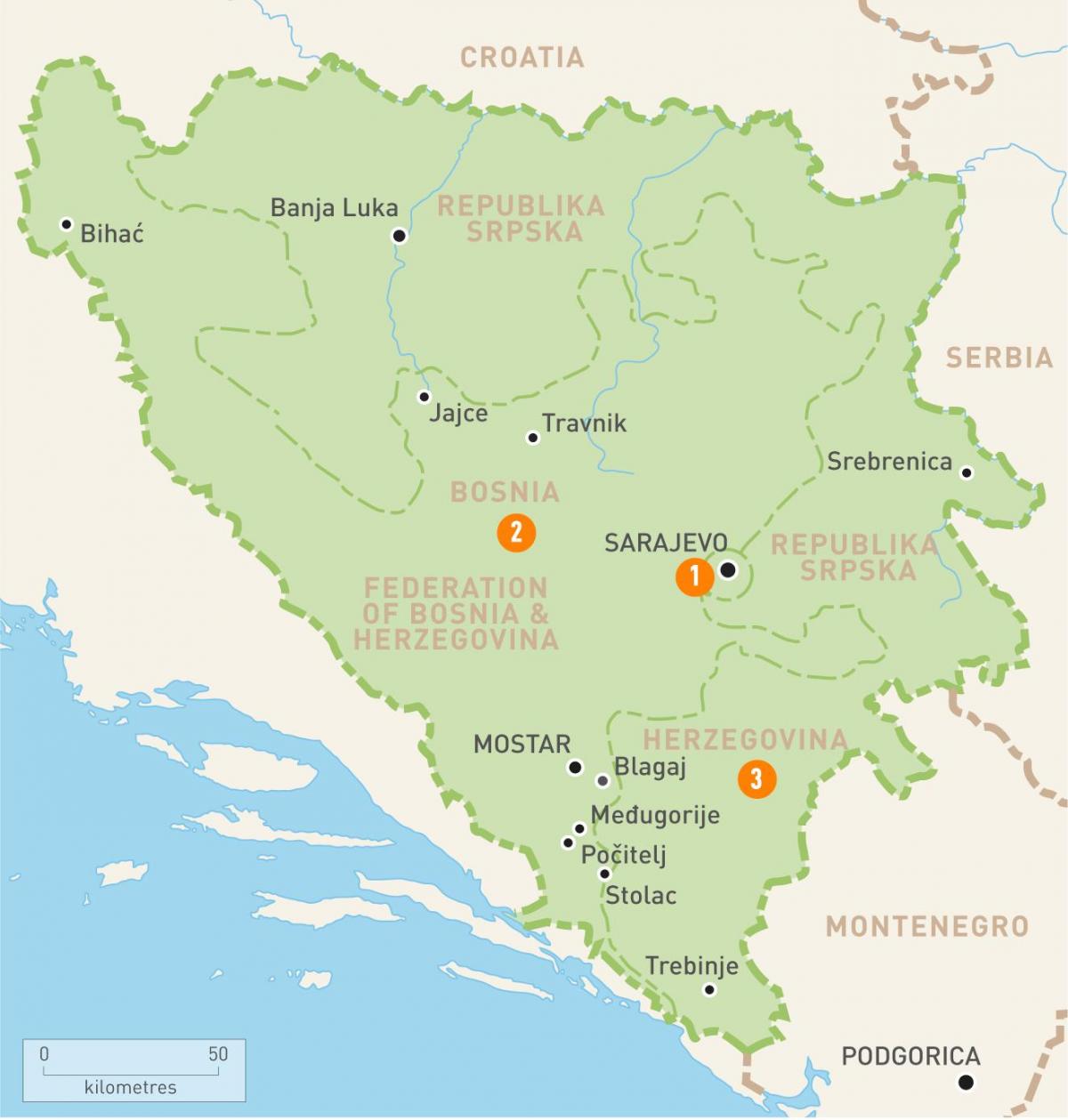 نقشہ کے سرائیوو ، بوسنیا