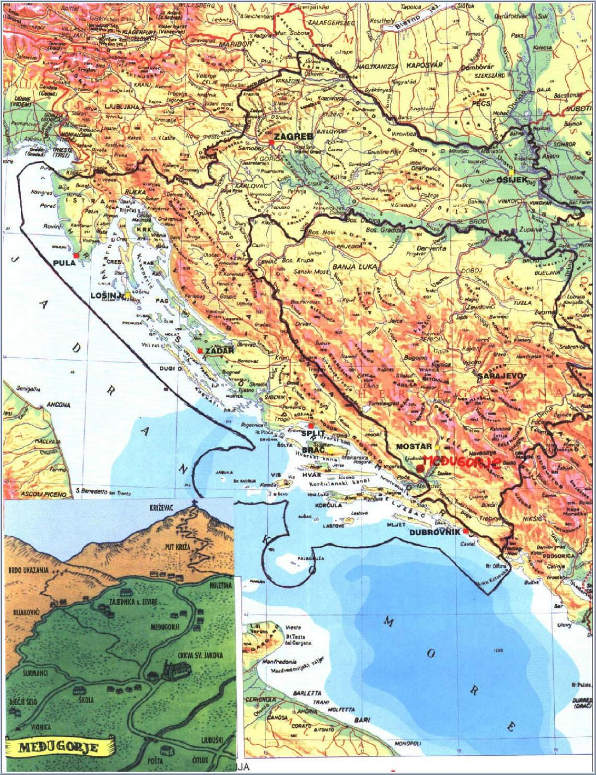 نقشہ کے medjugorje بوسنیا ہرزیگوینا