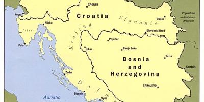 کا نقشہ بوسنیا اور ہرزیگوینا اور ارد گرد کے ممالک